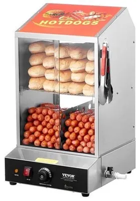 Zdjęcie produktu dla Bufetowa podgrzewacz do hot dogów - 37 litrów, 2-poziomowy - moc 1200 W - stal nierdzewna - do gastronomii i cateringu