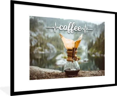 Produktbild von MuchoWow® MuchoWow® Gerahmtes Poster Kaffee - Zitate - Sprichwörter 90x60 cm - Poster mit zchwarzem Bilderrahmen - Wanddekoration - Fotos