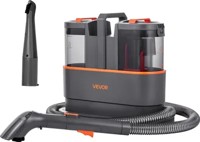 A VEVOR carpet cleaner and its accessories are displayed against a white background.