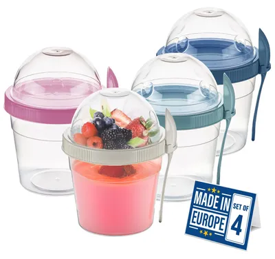 Joghurtbecher-Set 4er, 500 ml, BPA-frei, spülmaschinengeeignet