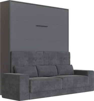 Produktbild von SMARTBett Schrankbett  Set M1 160x200 + 2 Standregale inkl.LED mit SOFA Anthrazit