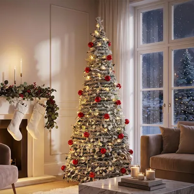 Pop-up Tannenbaum 180 cm, LED, 36 Kugeln, 8 Lichtmodi