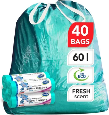 Imagen del producto de Bolsas de basura perfumadas con cierre, de 60 litros, 4 rollos con 10 bolsas por rollo, para la cocina