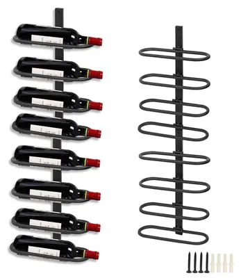 Immagine prodotto di Portabottiglie da parete per 8 bottiglie di vino - Metallo nero - Da appendere