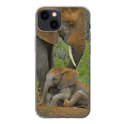 Produktbild von MuchoWow® Handyhülle Schutzhülle Hülle für iPhone 13 Elefant - Tiere - Sand - Natur Silikon Softcase Handy Hülle - Karteninhaber