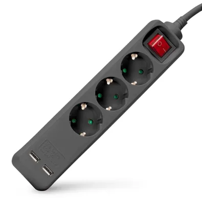 Immagine prodotto di ENTAC ESE1.5G3-1.5-SW-USB-B Entac Steckdosenleiste 3fach 2x USB-A, 1,5m schwarz