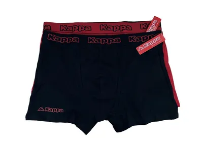 Produktbild von Kappa Herren Boxershort, 2er Pack Unterhose, Unterwäsche, Pants, Sport Slip L Schwarz/Rot