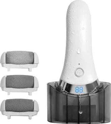 Produktbild von Tragbarer elektrischer Fußschleifer – 3 Köpfe+3 Geschwindigkeiten, wasserdicht, glatte Fersen, Home & Reise SPA