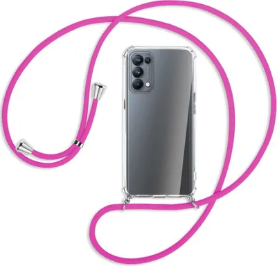 Produktbild von Handykette Backcover-Schutzhülle mit Band (Metall silberfarben) für Oppo Reno5 Pro 5G - hot pink