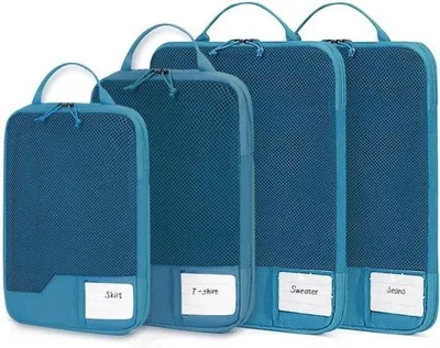 Productafbeelding van Famanu compressiepakzakken - scheurvaste reisorganizers voor rugzak en handbagage - blauw