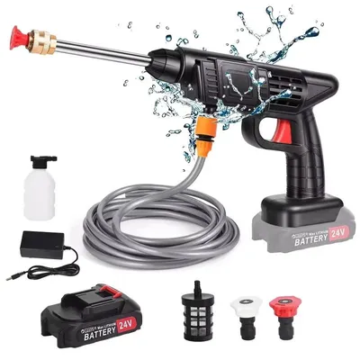 Zdjęcie produktu dla Myjka wysokociśnieniowa akumulatorowa - pistolet do mycia wysokociśnieniowego - 35 bar - 1 akumulator - do mycia samochodów