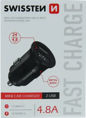 Produktbild von Swissten - nabíječka do auta 2x USB (4,8A)