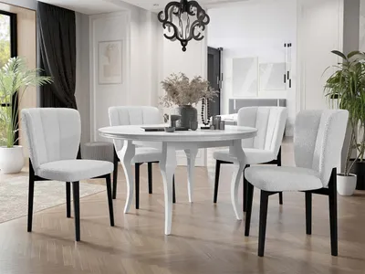 Obrázek produktu pro Rozkládací jídelní stůl 120 cm se 4 židlemi KRAM 2 - bílý / černý / bílý