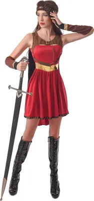 Immagine prodotto di Costume da cavaliere medievale per signore costume di carnevale rosso-marrone - L