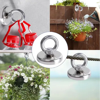 Produktbild von Neodym-Magnet für Magnetfischen - 70 kg Zugkraft - 42 mm Durchmesser - 4 Stück - stark und langlebig - Fischmagnet für Zuhause, Werkstatt und Teich - Magnet mit Loch - extra starkes magnetisches Werkzeug.