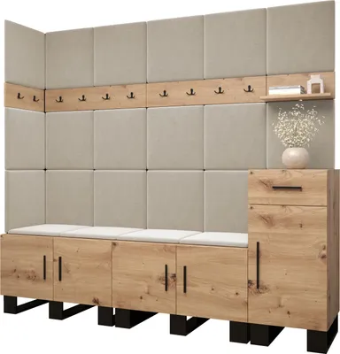 Produktbild von Garderobe ARTIN Set 9 mit gepolsterten Paneelen Industrial Design