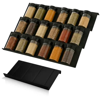 Image de Organisateur à épices à 6 compartiments, pour tiroir de cuisine, coulissant, noir