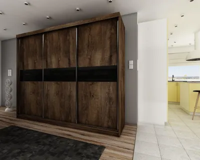 Produktbild von Top Schrank 250 cm – 3 Farben. Variante: Farbe Esche Dunkel, Größe 205x200x62