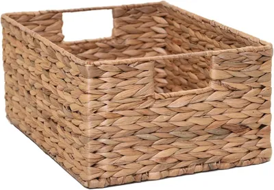 Produktbild von VIVANNO Regalkorb Wasserhyazinthe LANTA Rechteckig, Natur geflochten - 34x27x16 cm