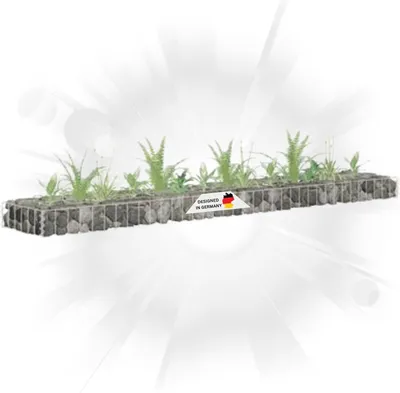 Produktbild von DELUKE® Gabionen Hochbeet ROON aus Stahl | 180x30x10cm | Steinkorb Gabionengitter Ziergabione Steingabione Drahtkorb befüllbar