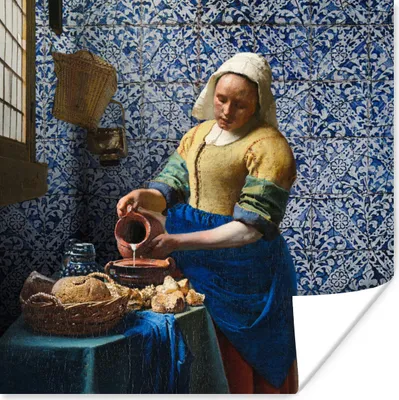 Produktbild von MuchoWow® Poster Milchmädchen - Delfter Blau - Vermeer - Gemälde - Alte Meister 100x100 cm - Babyzimmer
