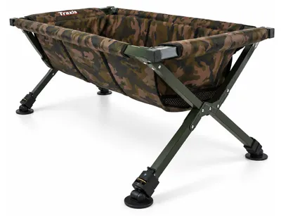 Imagen del producto de Traxis Camouflage Carp Cradle XXL - Colchoneta de Desenganche para Carpas - Patas Ajustables - Plegable - Alfombra de Recepción para Pesca de Carpa