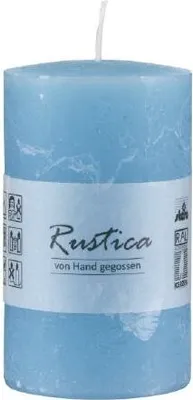Produktbild von Rustikale durchgefärbte Kerze Ocean Blau, 100 x 60 mm, Stumpenkerze, rußarm, tropffrei, RAL Kerzengüte Qualität