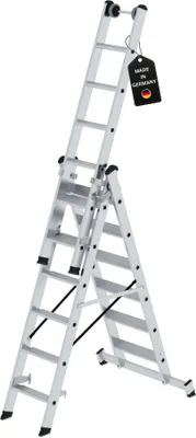 Produktbild von Stufen-Mehrzweckleiter 3-teilig mit nivello®-Traverse 3x6 Stufen