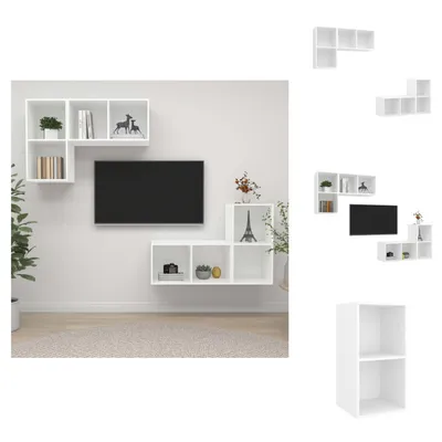 Image de vidaXL Armoires murales TV 4 pcs. Blanc Bois composite - Meubles TV