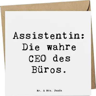 Produktbild von Mr. & Mrs. Panda Grußkarte Spruch Assistentin Königin - Weiß - Geschenk, Geschenke für Berufstätige, Beruf, Berufe, Glückwunschkarte, faltkarte, doppelkarte, anlasskarte