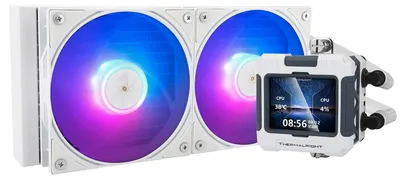 Imagen del producto de Thermalright Frozen Warframe 240 Blanco ARGB, sistema de refrigeración líquida para CPU, refrigeración AIO de 240 mm, pantalla LCD de resolución 320*240, refrigerador líquido para CPU compatible con AMD/Intel. Compatible con: LGA1700/AM4/AM5, refrigeración líquida AIO
