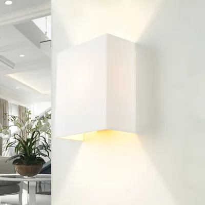 Produktbild von ALICE Wandlampe Weiß Stoff blendarm Loft Design Wandleuchte E27 Innen Wohnzimmer Schlafzimmer Flur
