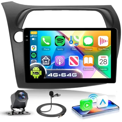 Obrázek produktu pro Android autorádio pro vozidla Honda Civic, modelové roky 2006-2011, s 9palcovým dotykovým displejem a podporou Carplay a Android Auto