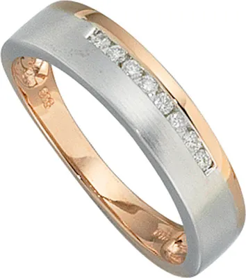Produktbild von Ring Damenring 8 Diamanten Brillanten 585 Gold rot weiß bicolor Fingerschmuck Innenumfang 52mm  Ø16.6mm