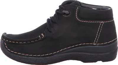 A side view of a black women's boot.