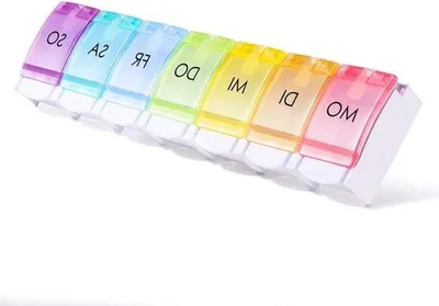 Produktbild von Pillendoos 7 Tage Regenbogenschachtel Reiseformat