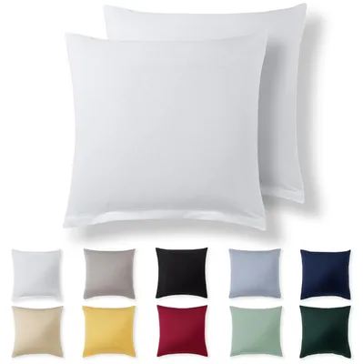 Produktbild von Kissenbezug 40 x 40 cm (2er-Set) – Weiß – 100 % Jersey-Baumwolle – Kissenbezug für Kissen der Größe 40 x 40 cm, Jersey-Kissenbezüge, superweiche Kissenbezüge mit Reißverschluss
