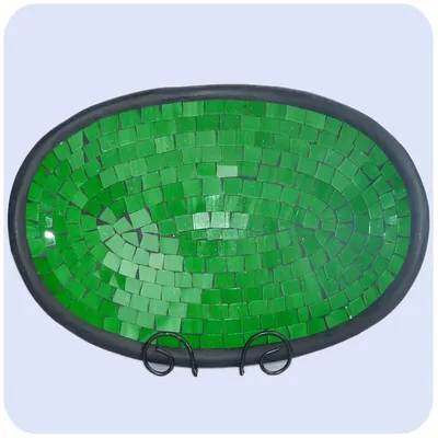 Image de Coupe mosaïque en verre Coupe en terre cuite avec mosaïque en verre Coupe décorative Mosaïque artisanat d'art Ovale XL, vert