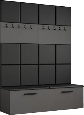 Produktbild von Masseno Garderobe-Set MODULO 161,2/204/40 cm Modern Garderobenschrank Grau