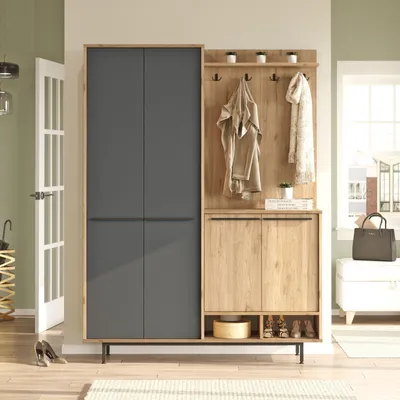Produktbild von Skye Decor, OS1-SA, Hallenstand, Eiche, 100 % MELAMINBESCHICHTETE SPANPLATTEN, 147,4 x 35,5 x 195,6 cm