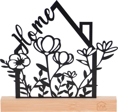 Produktbild von UNUS Deko Aufsteller "Home" mit Blumen in schwarz