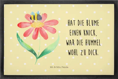 Produktbild von Mr. & Mrs. Panda Gummimatte Hummel Blume 50 x 75 cm - Gelb Pastell - Geschenk, Wespe, fußmatte, Schuhabstreifer, Bodenvorleger, Schmutzmatte, Hummeln, Lustige Sprüche