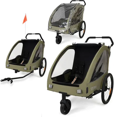 Produktbild von 509 Trailer II Kinder-Fahrradanhänger mit Regenschutz, khaki