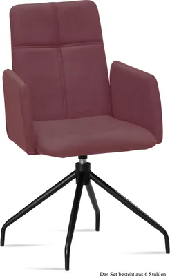 Produktbild von Armlehnstuhl drehbar (6er-Set) Doanna 52x92x60 Schwarz/Marsala