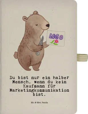 Produktbild von Mr. & Mrs. Panda Tagebuch Kaufmann für Marketingkommunikation Herz - Transparent - Geschenk, notizbuch, Adressbuch, A5, Journal, Reisetagebuch