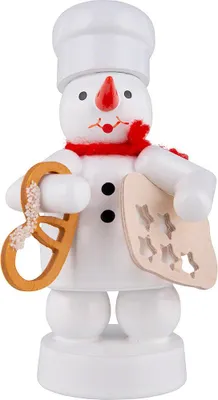 Obrázek produktu pro Zimní dekorace sněhulák s pekařem s preclíkem a hvězdou Výška 8 cm NOVINKA