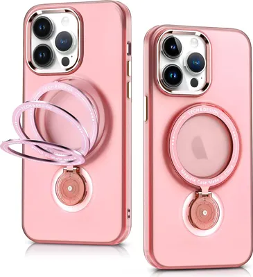 Image de Coque pour iPhone 13, compatible MagSafe, magnétique avec support, coque rigide mate Rose