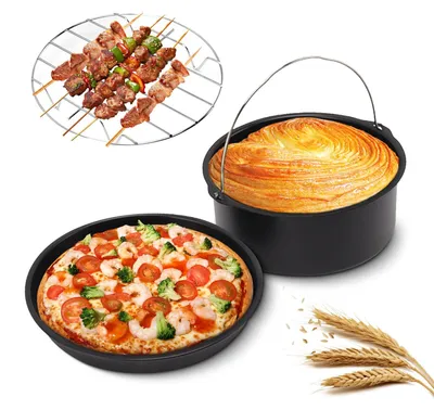 Airfryer-Zubehörset, 3-teilig, Edelstahl, 7 Zoll