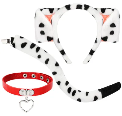 Dalmatiner Kostüm-Set mit Ohren, Schwanz und Choker
