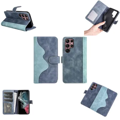 Image de Étui de protection en similicuir bleu pour Samsung Galaxy S23 Ultra